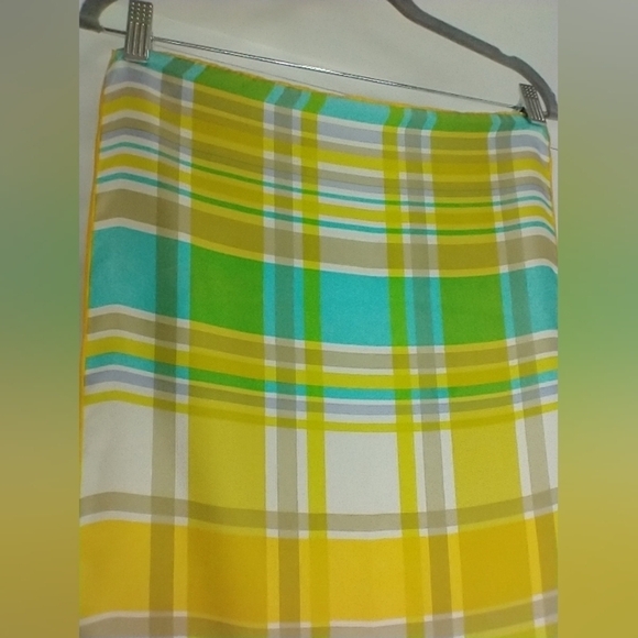 VINTAGE BRIGHT PLAID SILK ECHO SCARF - Picture 5 of 6